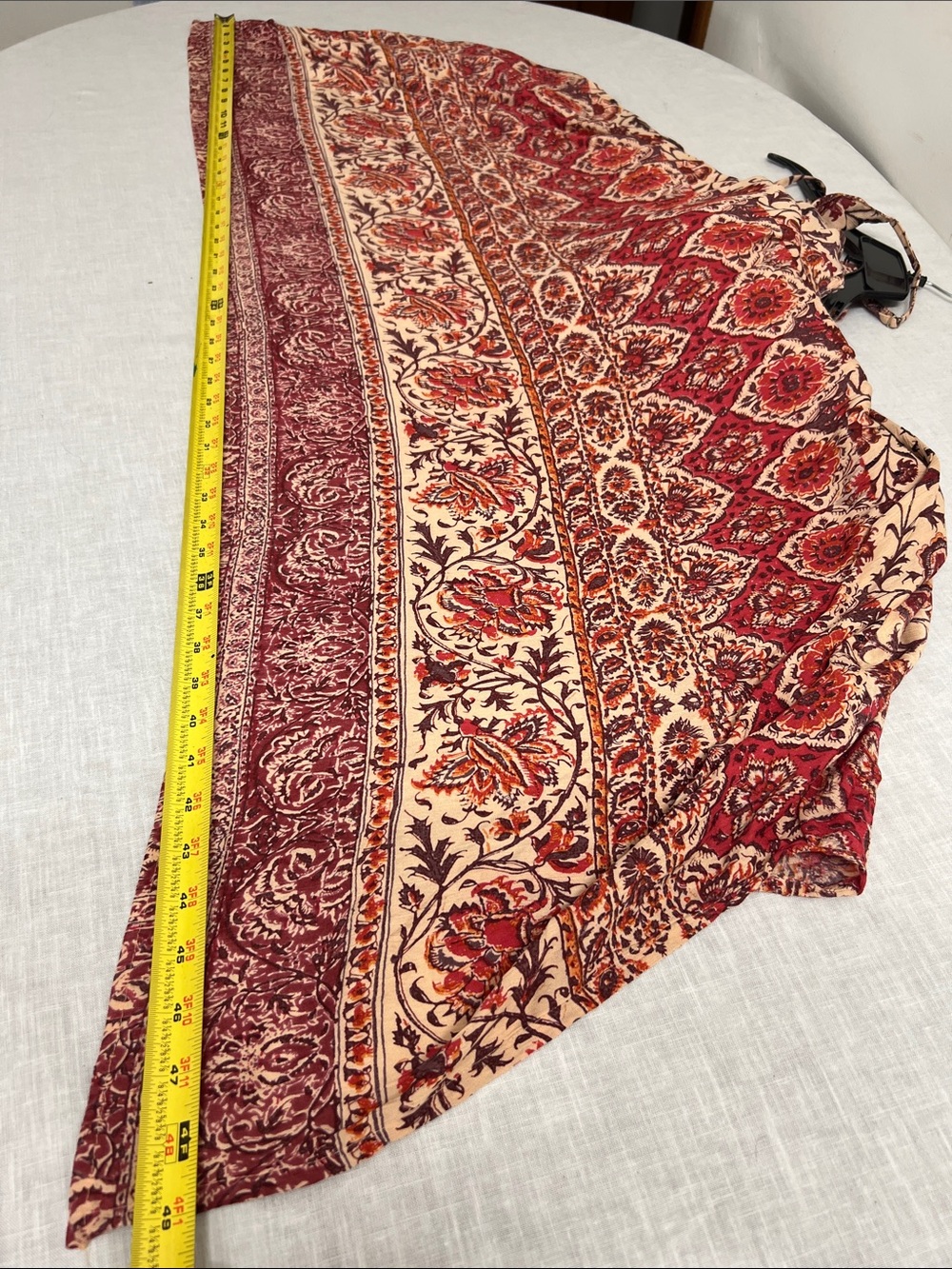 🌞 Angie Bohemian Peach & Burgundy Floral Print spagetti strin maxi dress women S - Picture 9 of 16